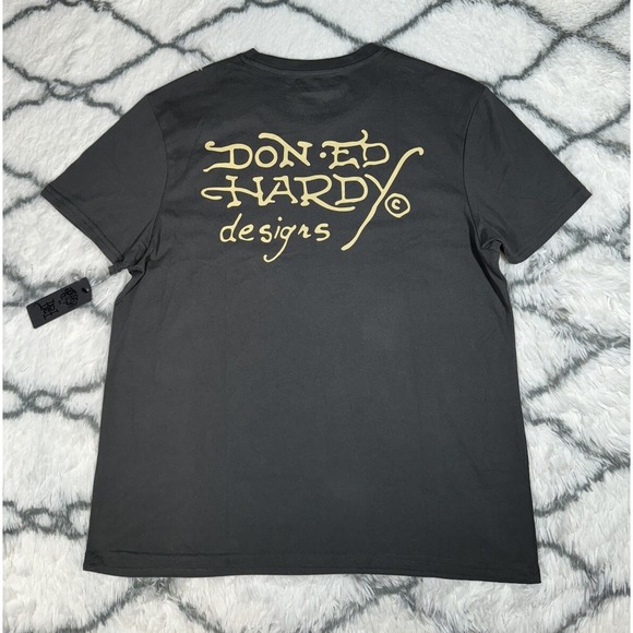 ED HARDY Rhinestone Dagger Snake Graphic Tee Shirt Gray Men's Size XL *NEW* $85 - Picture 6 of 7